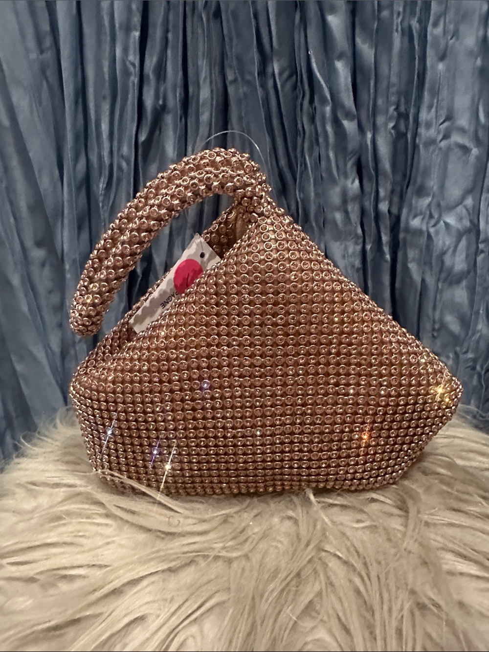 ⚡️Sunday Sale⚡️Mini Crystal Beaded Top-Handle Bag in Rose Gold